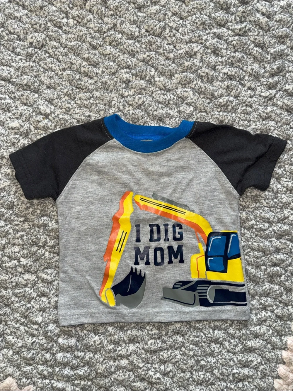 Carter's Gray Black Short Sleeve Tee with Yellow Excavator Graphic